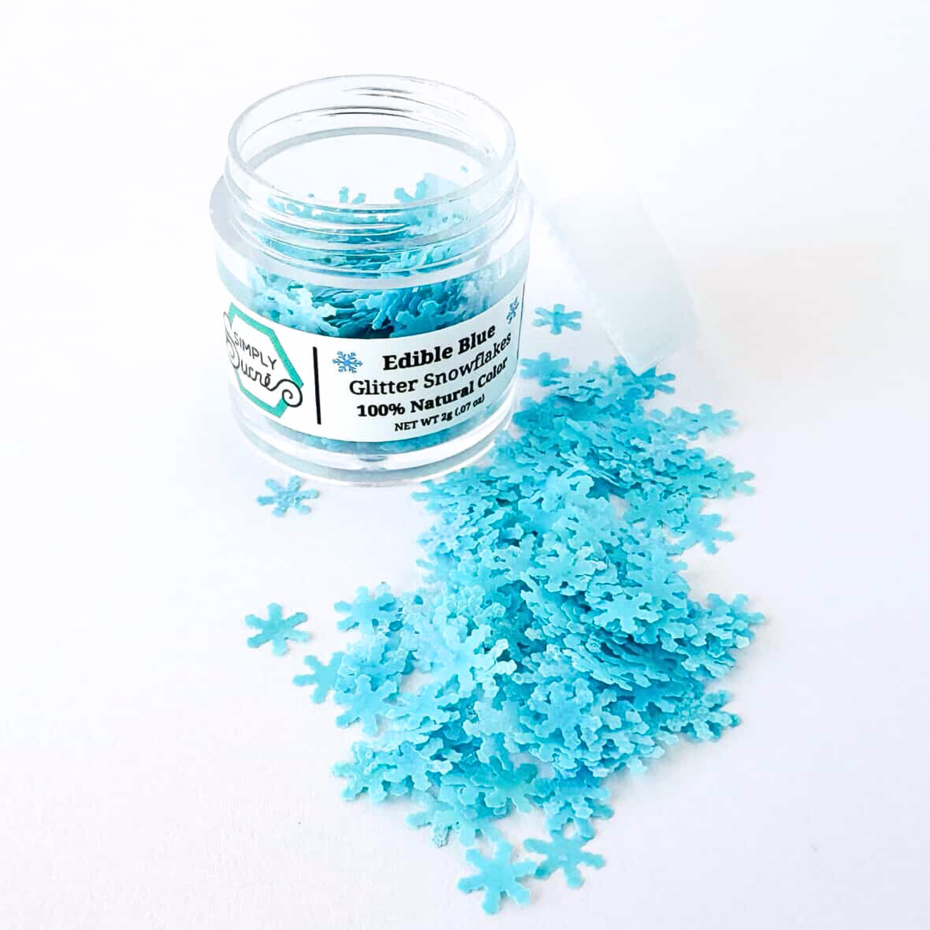 Dye-Free Edible Blue Glitter Snowflakes