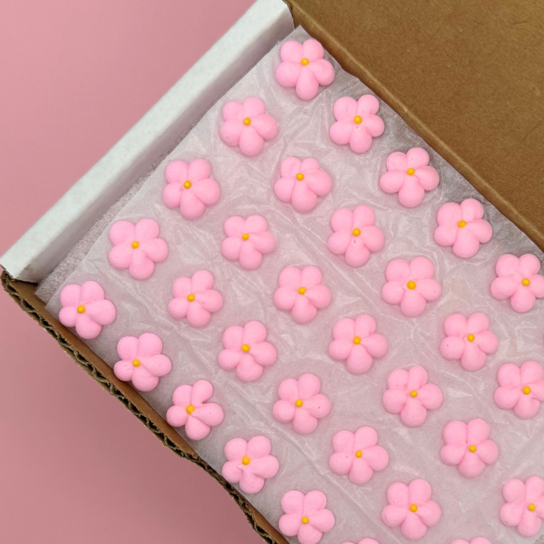 100 Bulk (1/2") Pink Icing Blossoms