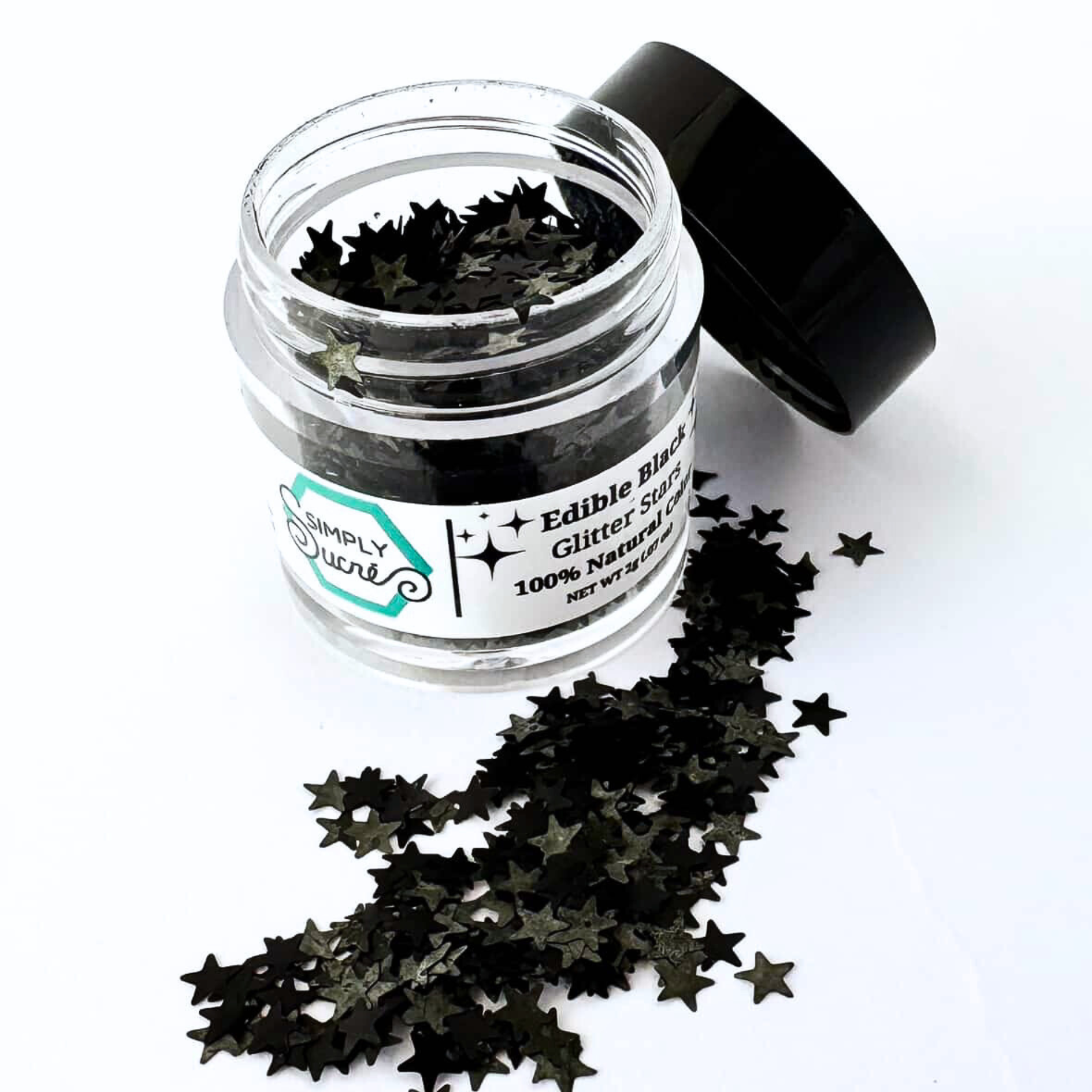 Dye-Free Edible Black Glitter Stars