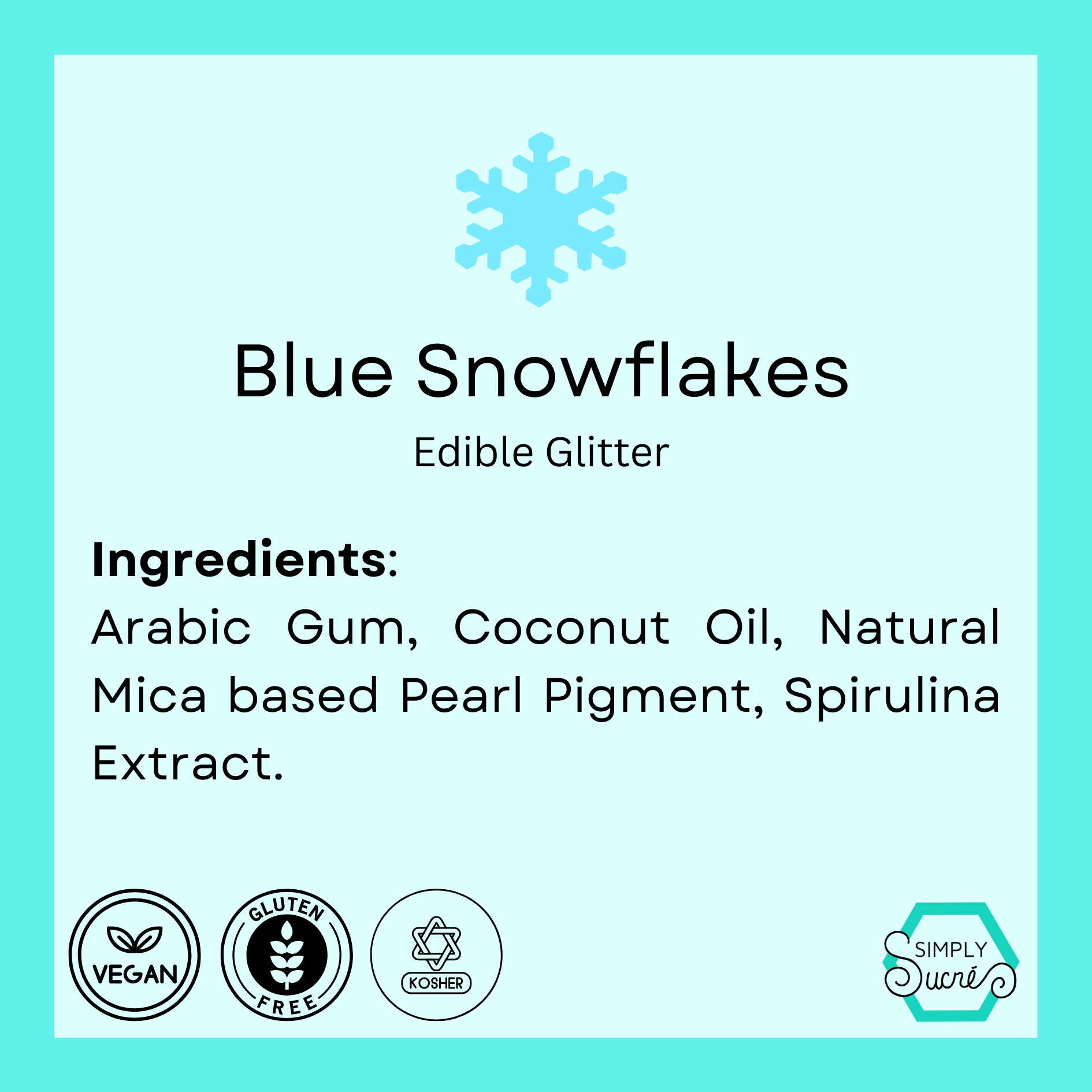 Dye-Free Edible Blue Glitter Snowflakes