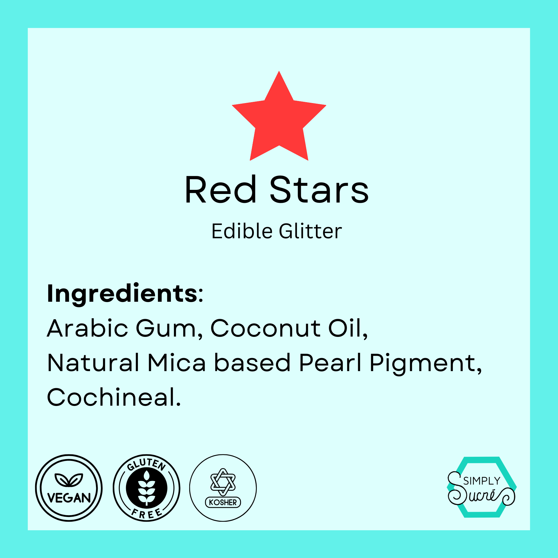Dye-Free Edible Glitter Red Stars