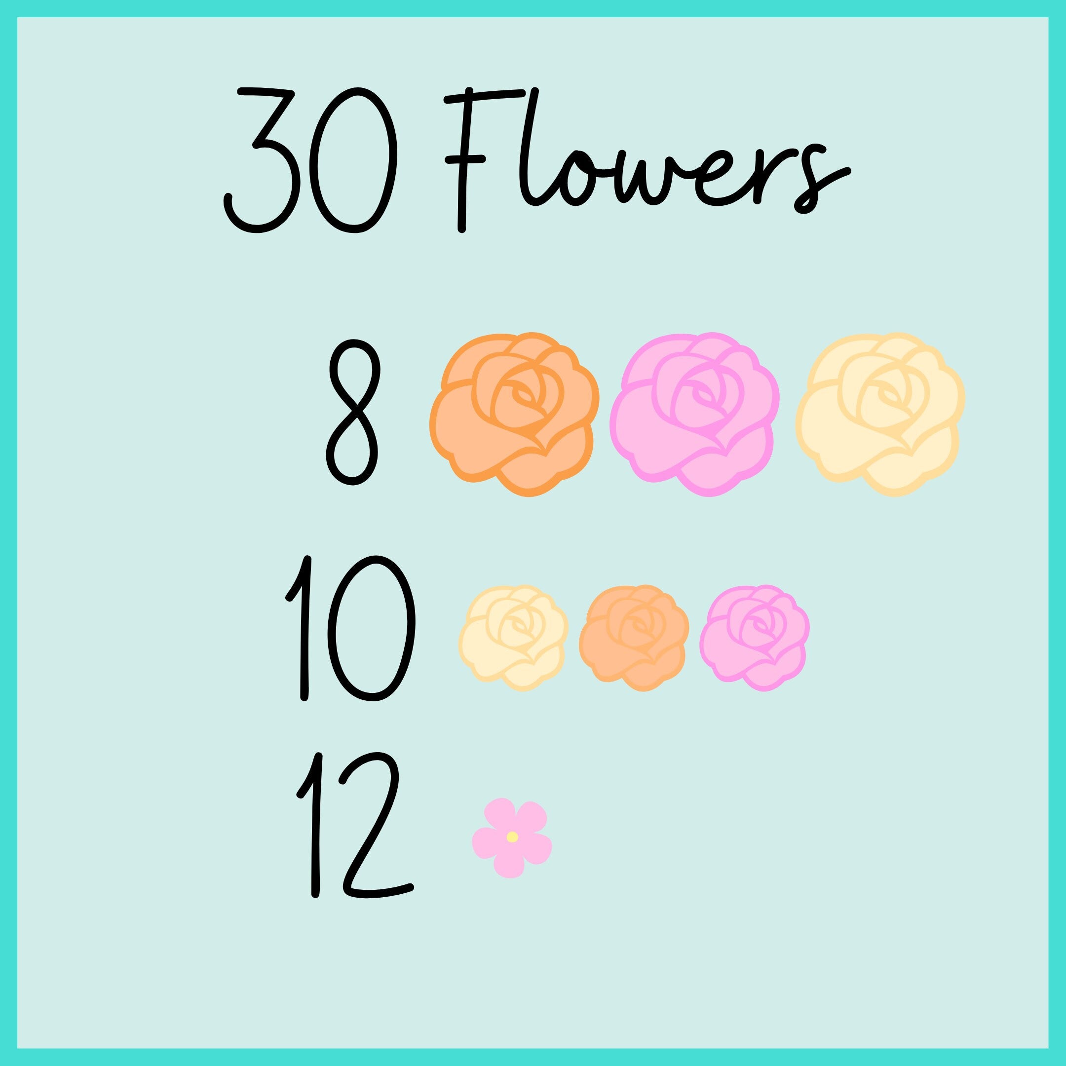 Tea Party Icing Flower Count Chart
