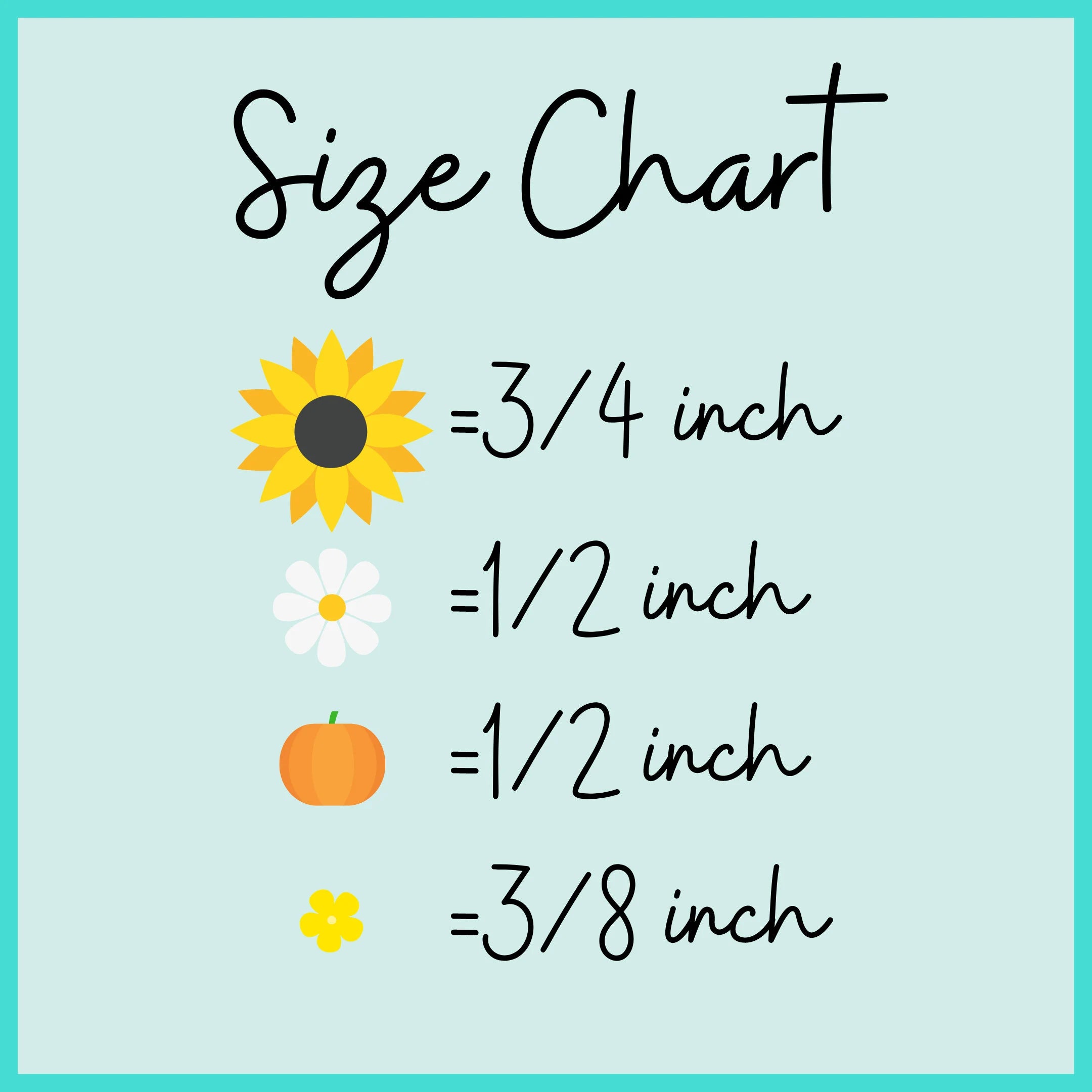 Sunflower Fields Icing Flower Size Chart
