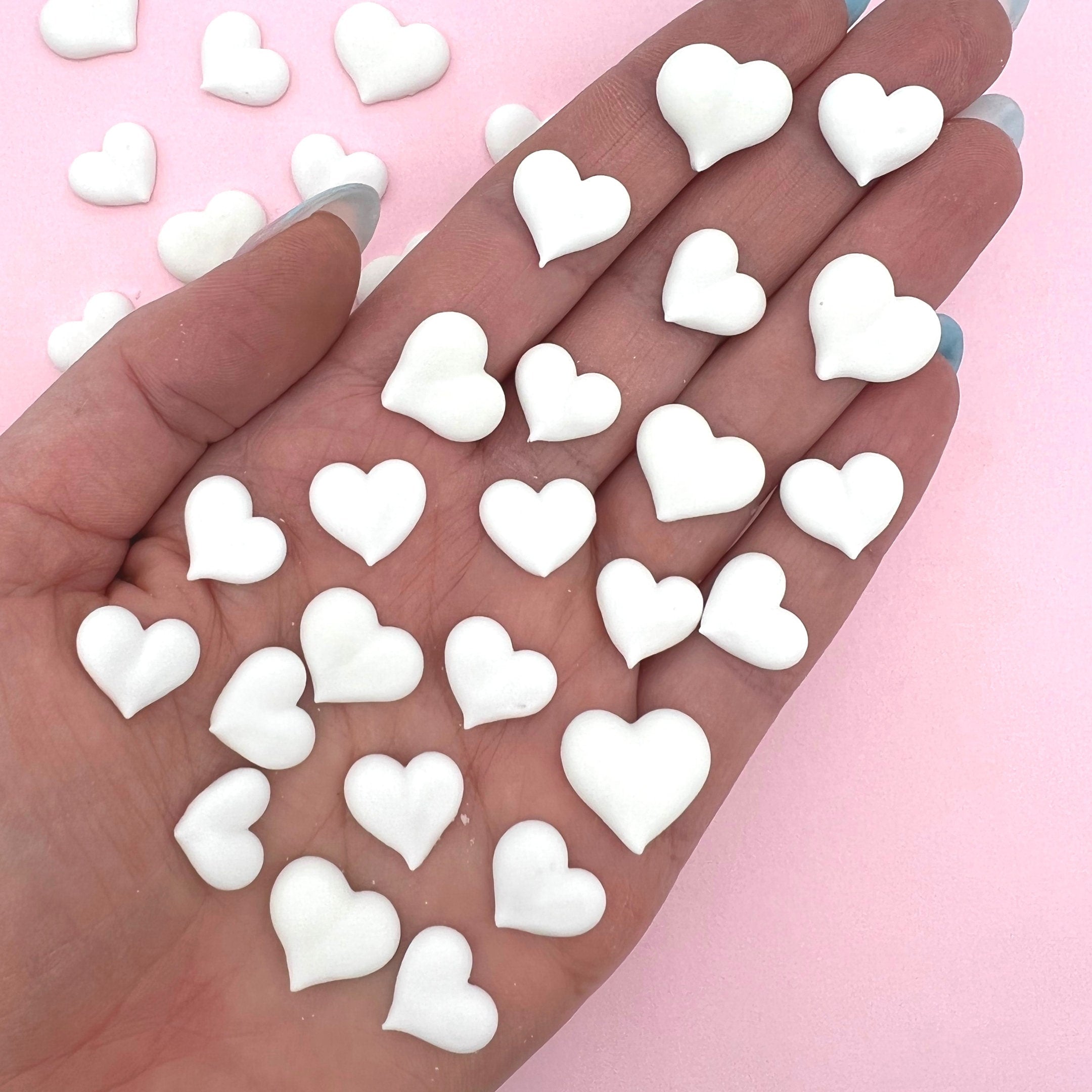 White Mini Heart Icing Decorations