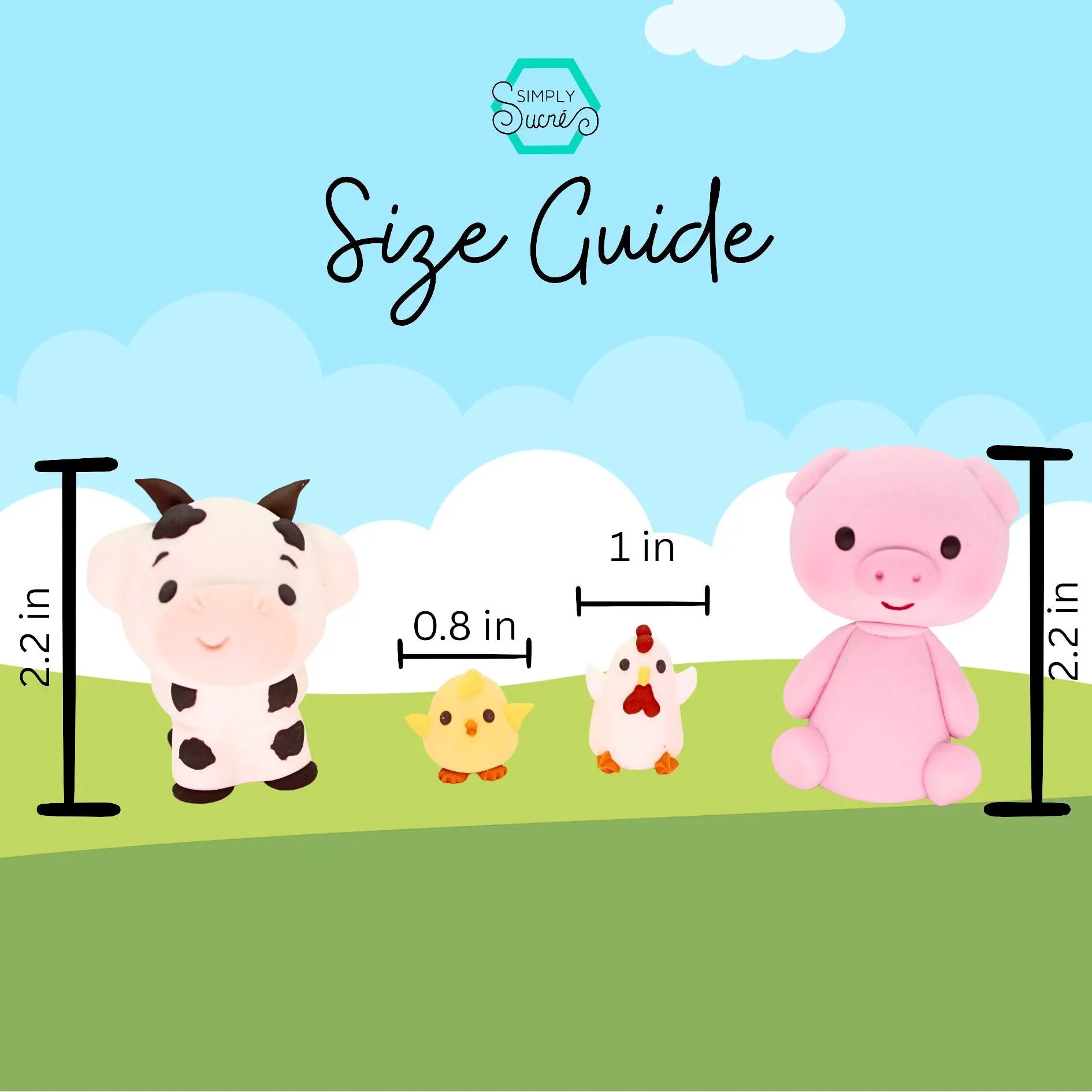 Farm Animal Icing Cake Toppers