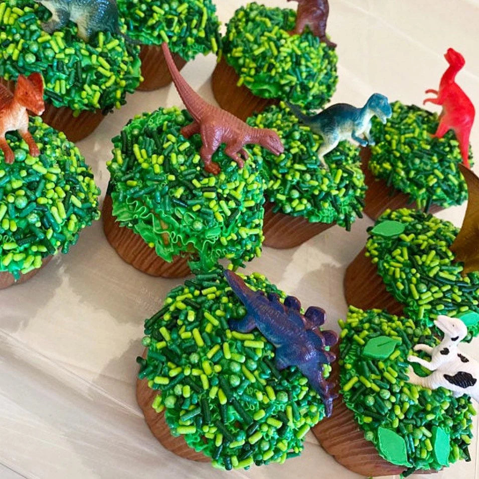 Jungle Leaves Sprinkle Mix on Cupcakes