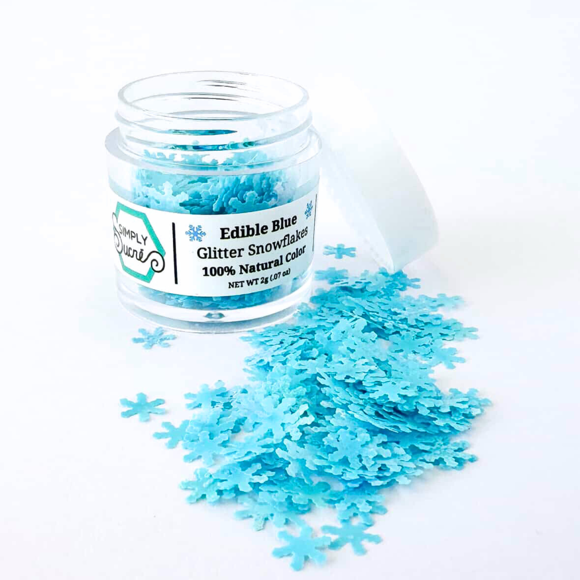 Dye-Free Edible Blue Glitter Snowflakes