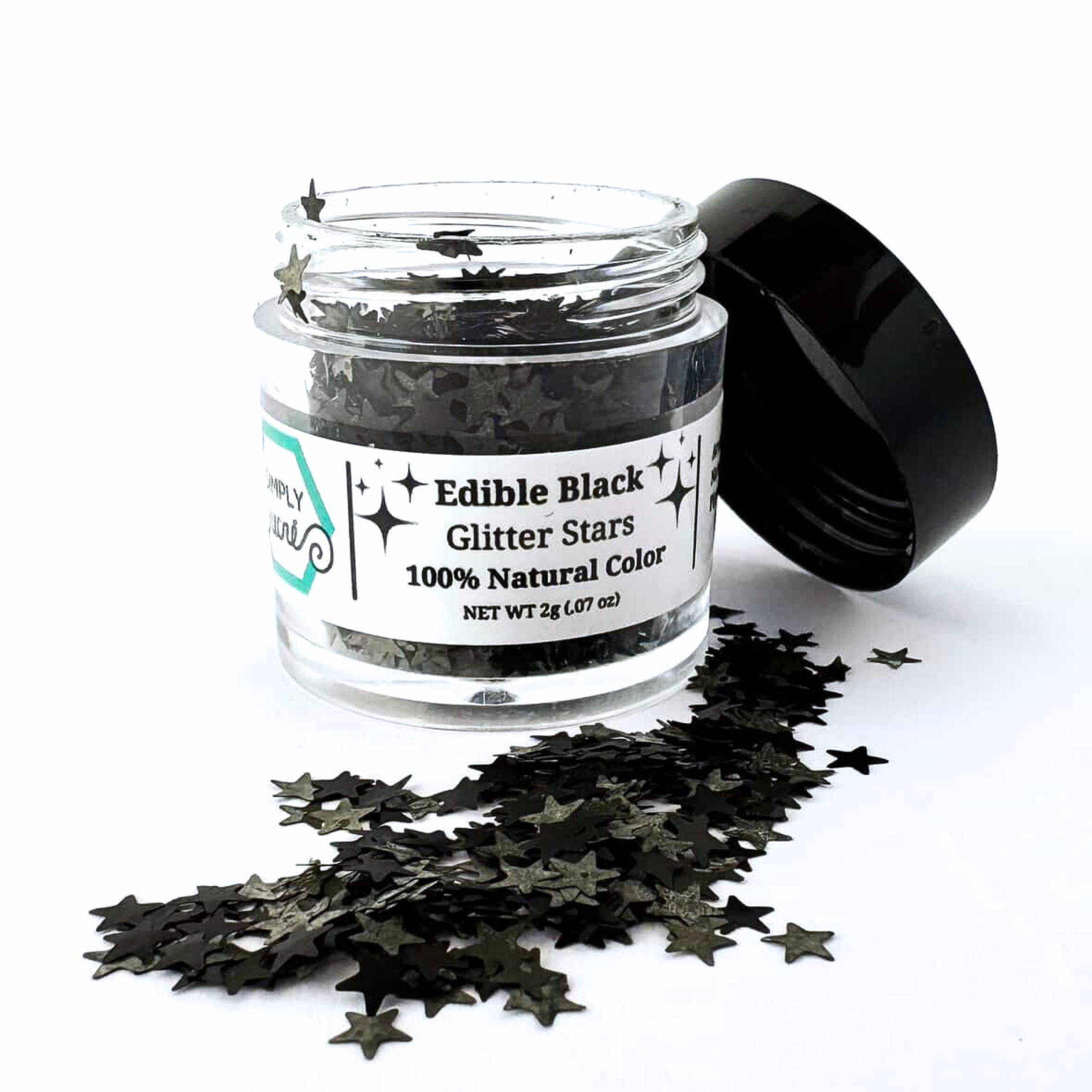 Dye-Free Edible Black Glitter Stars