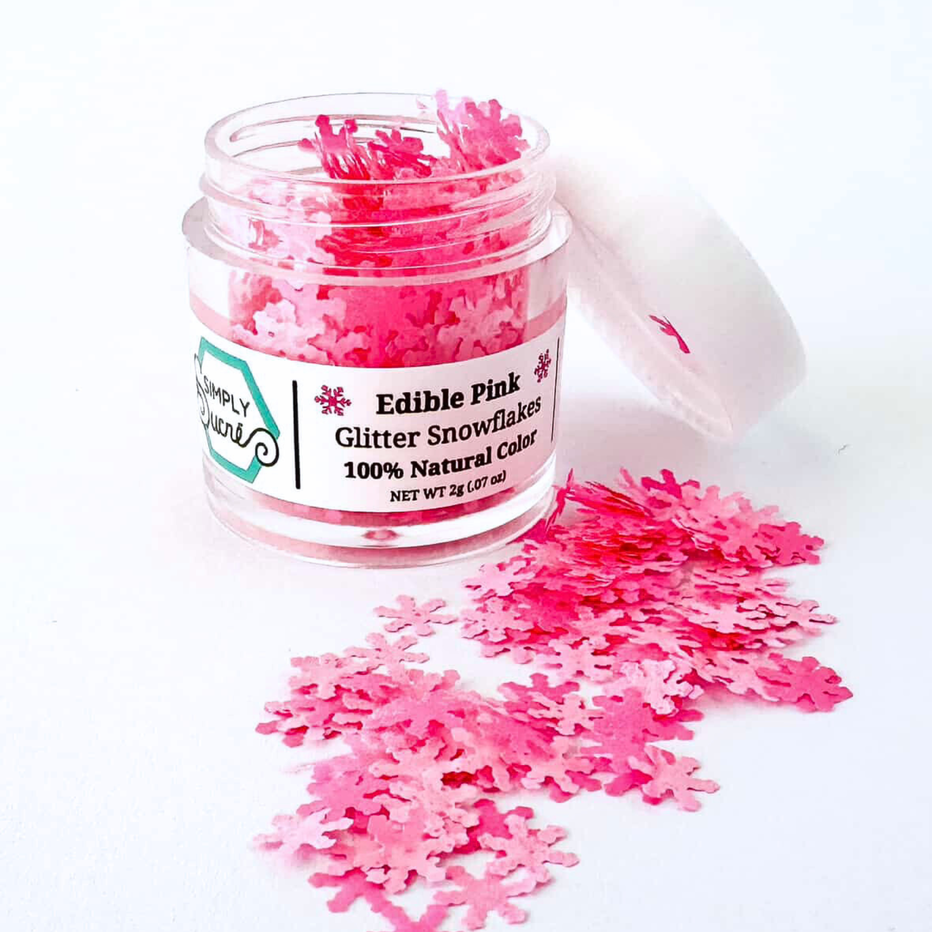 Dye-Free Edible Pink Glitter Snowflakes