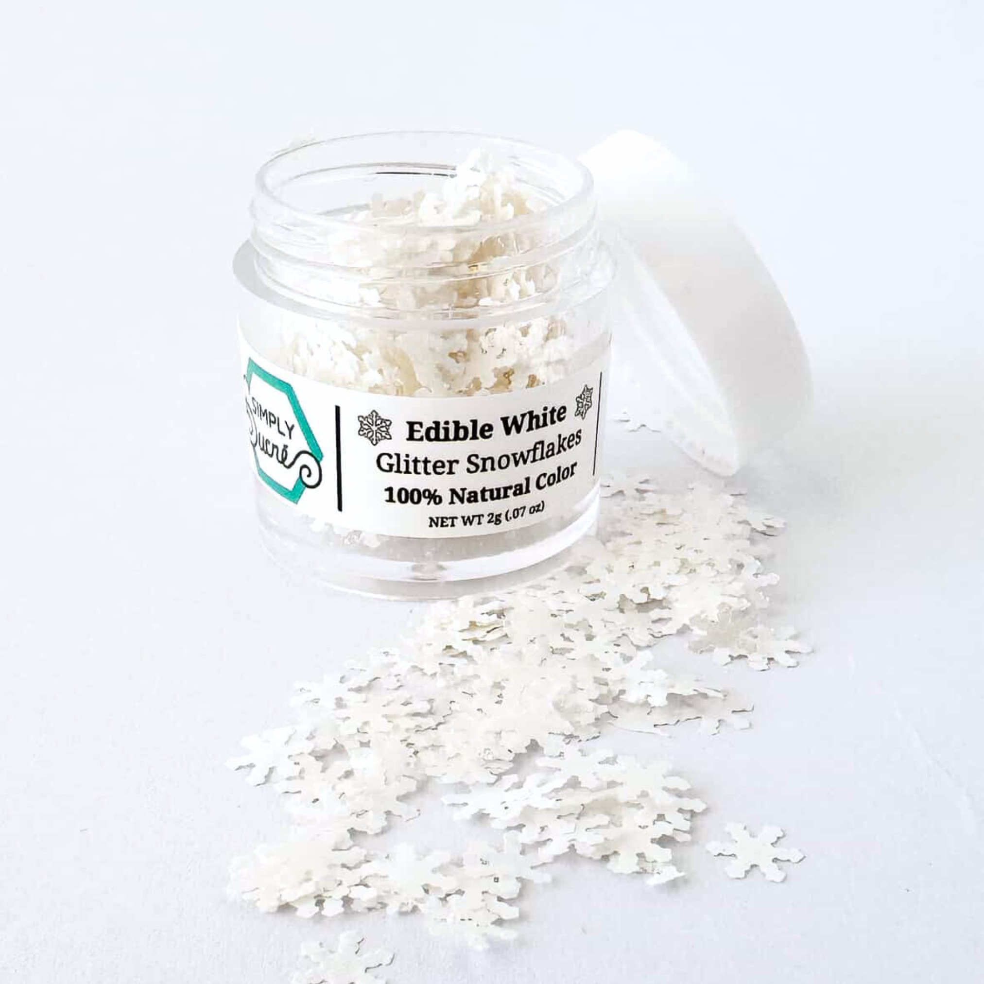 Dye-Free Edible White Glitter Snowflakes
