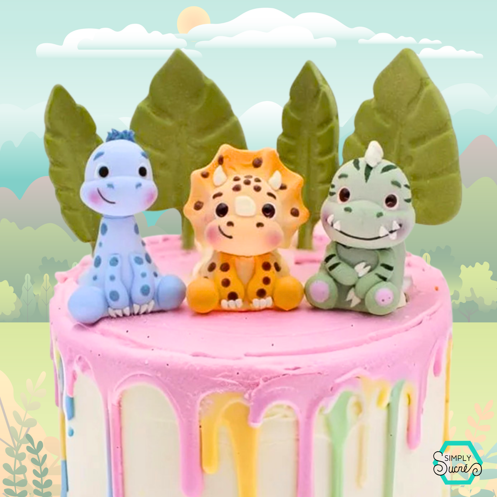 Dinosaur Icing Cake Toppers