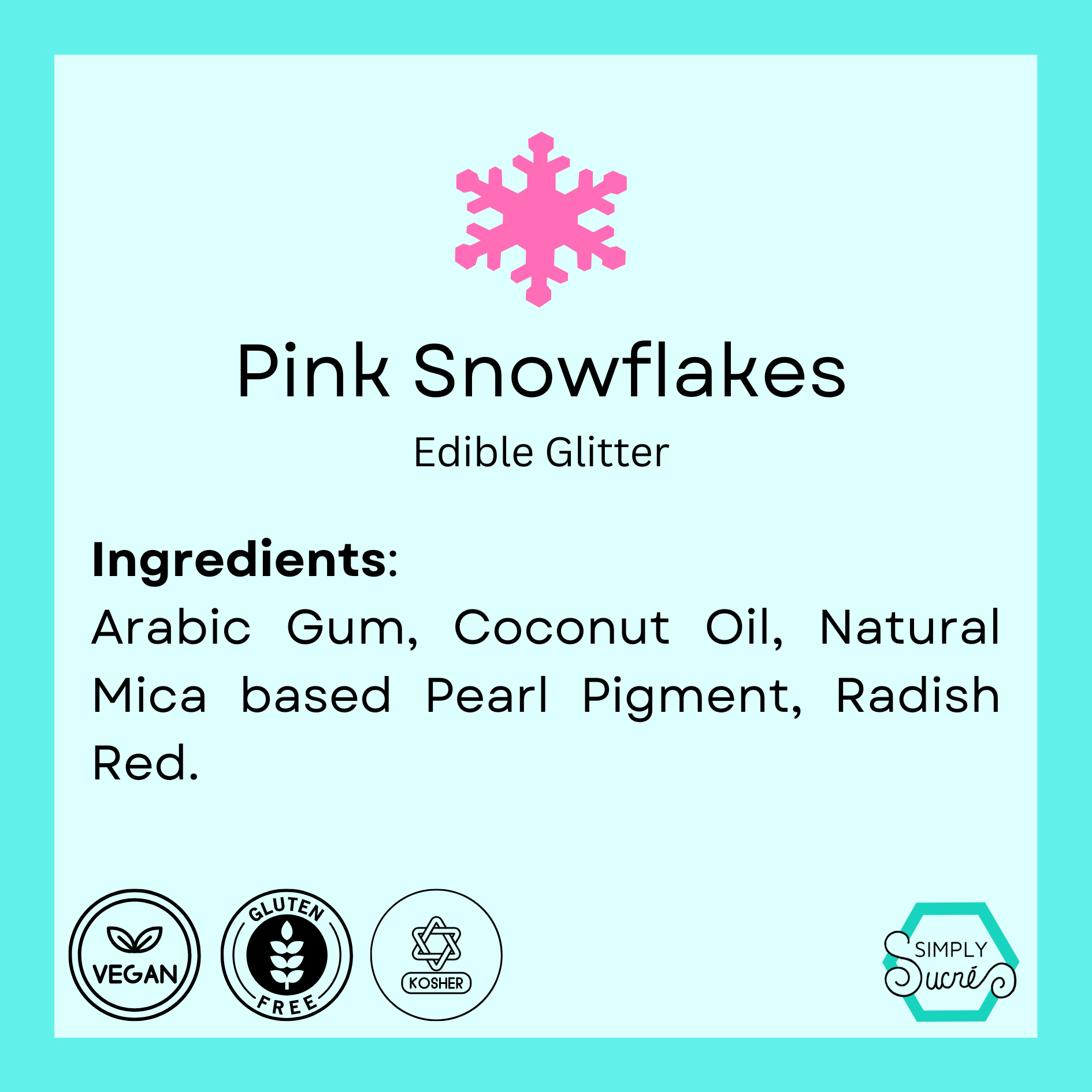 Dye-Free Edible Pink Glitter Snowflakes