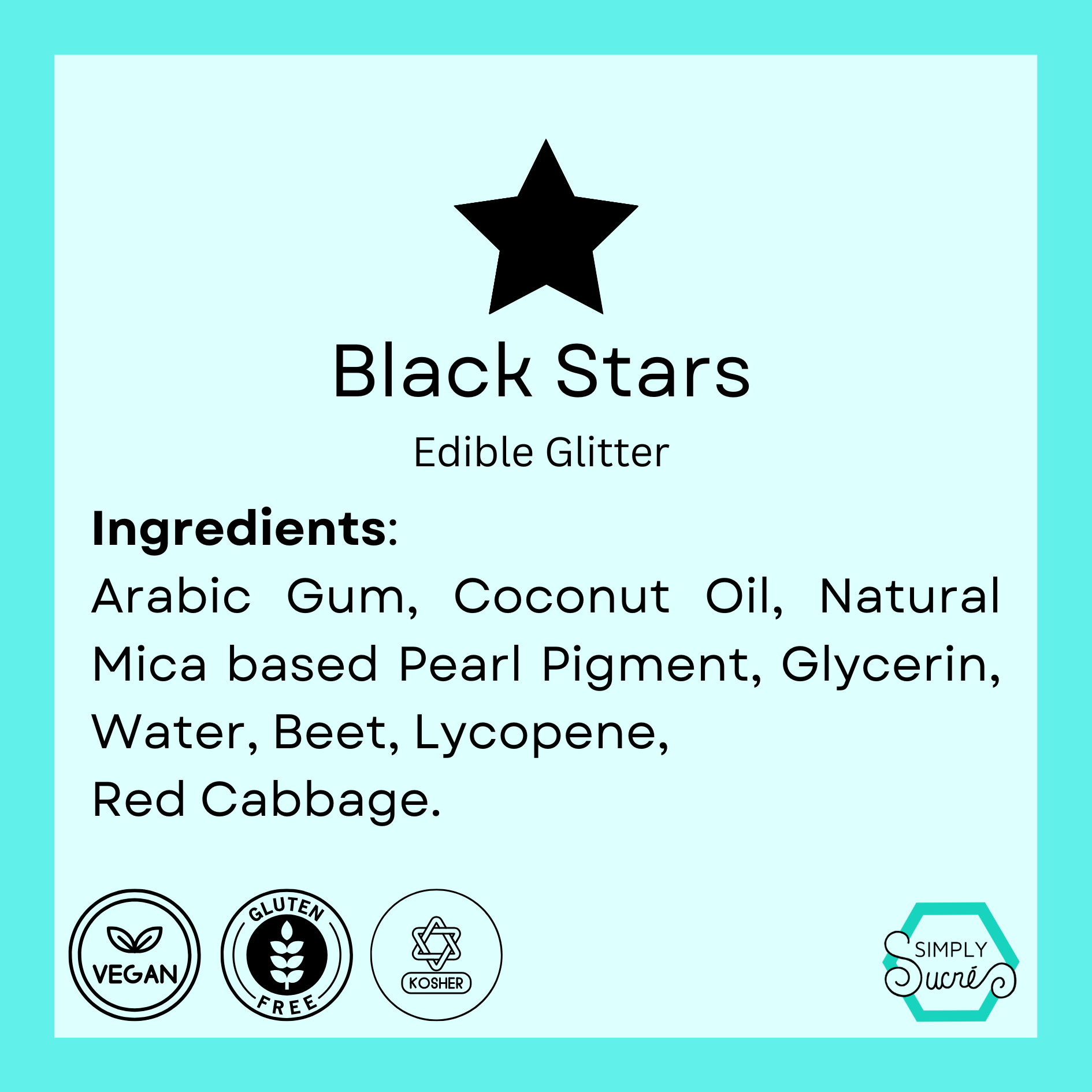 Dye-Free Edible Black Glitter Stars