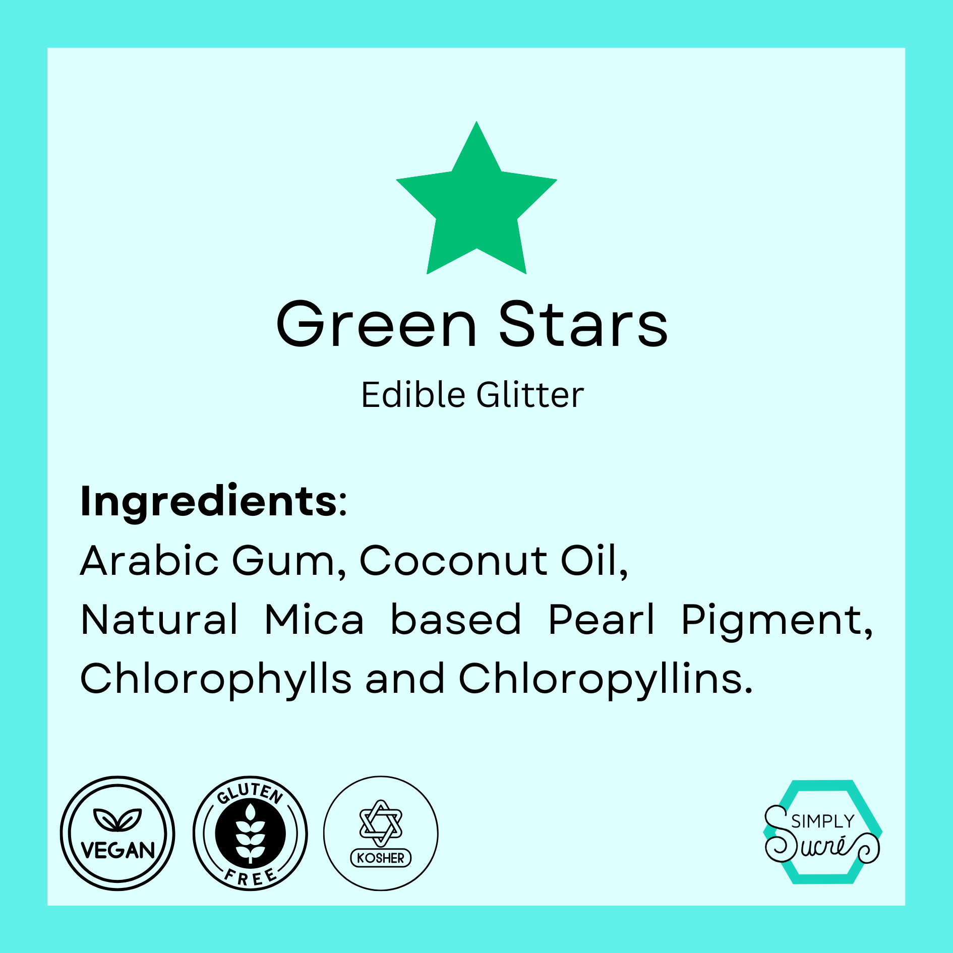 Dye-Free Edible Green Glitter Stars