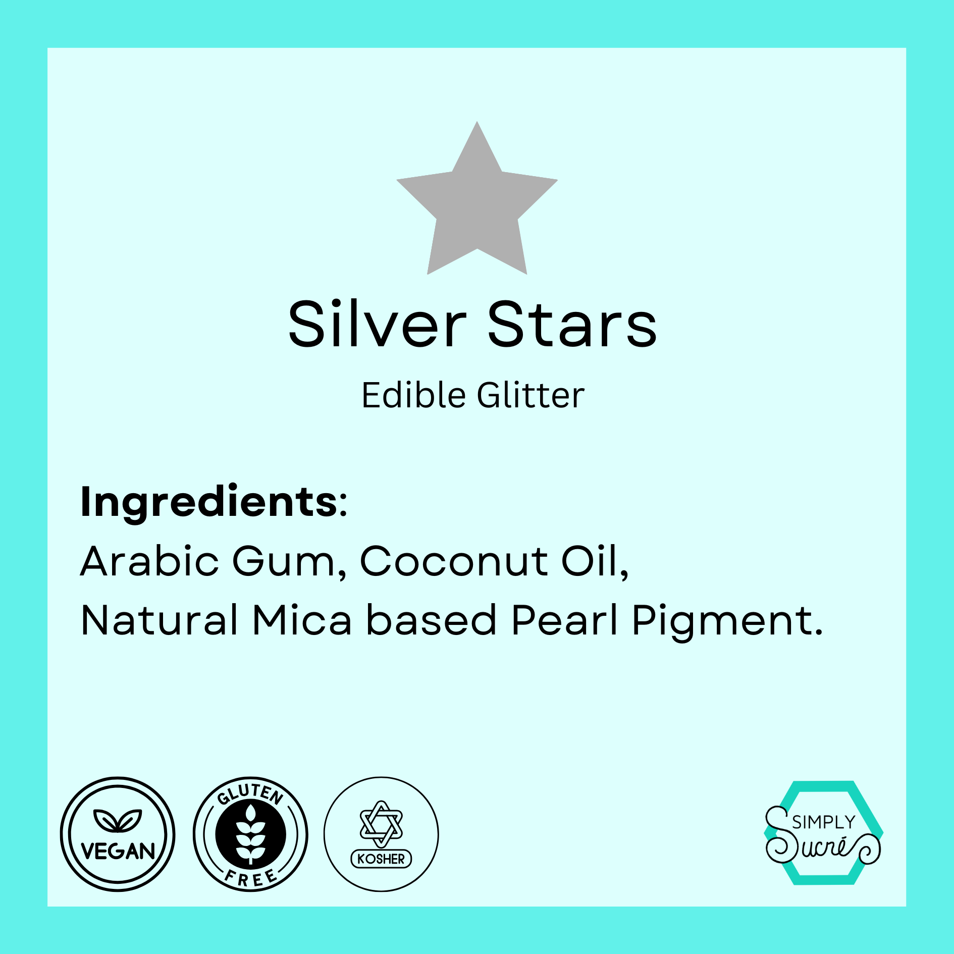 Dye-Free Edible Silver Glitter Stars
