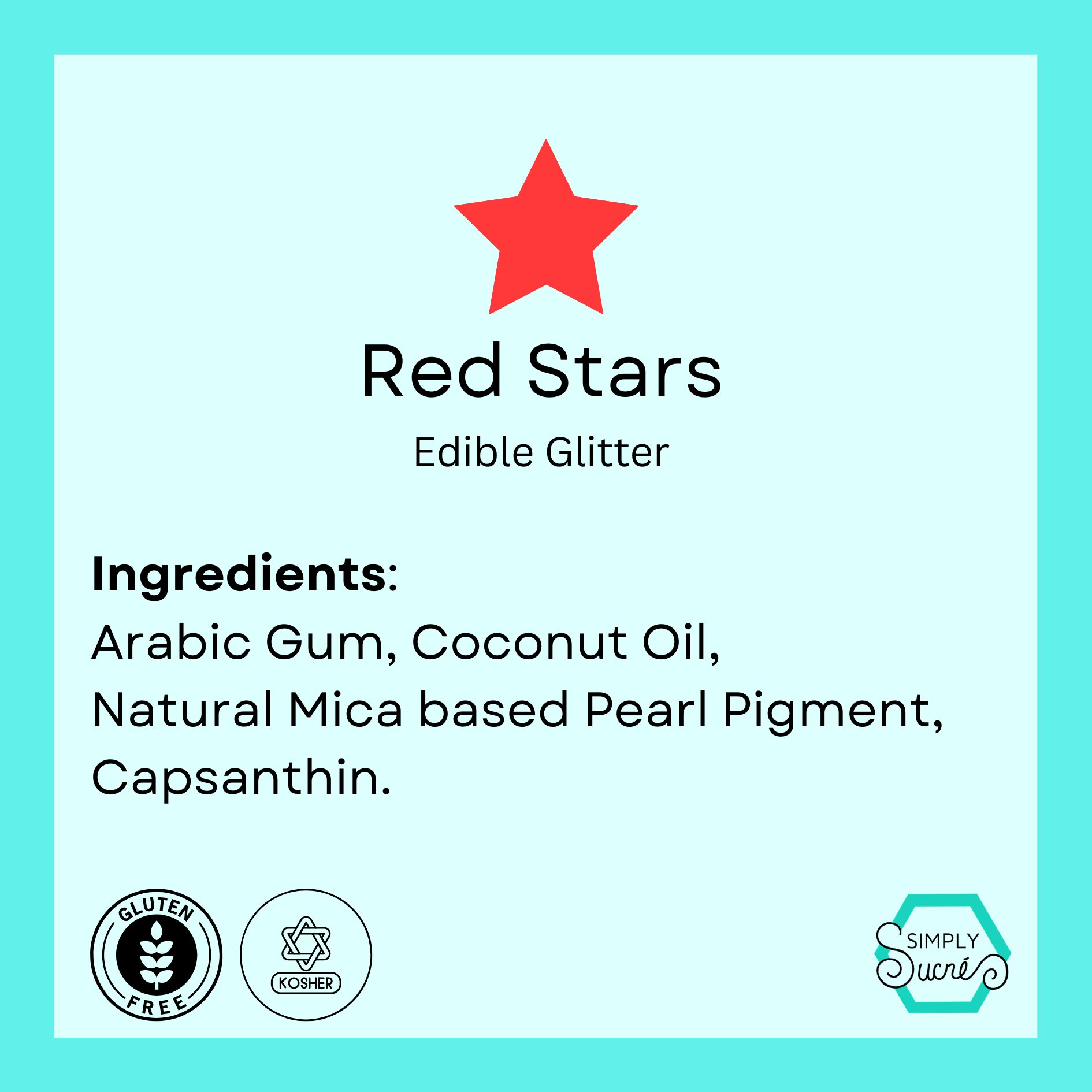 Dye-Free Edible Glitter Red Stars
