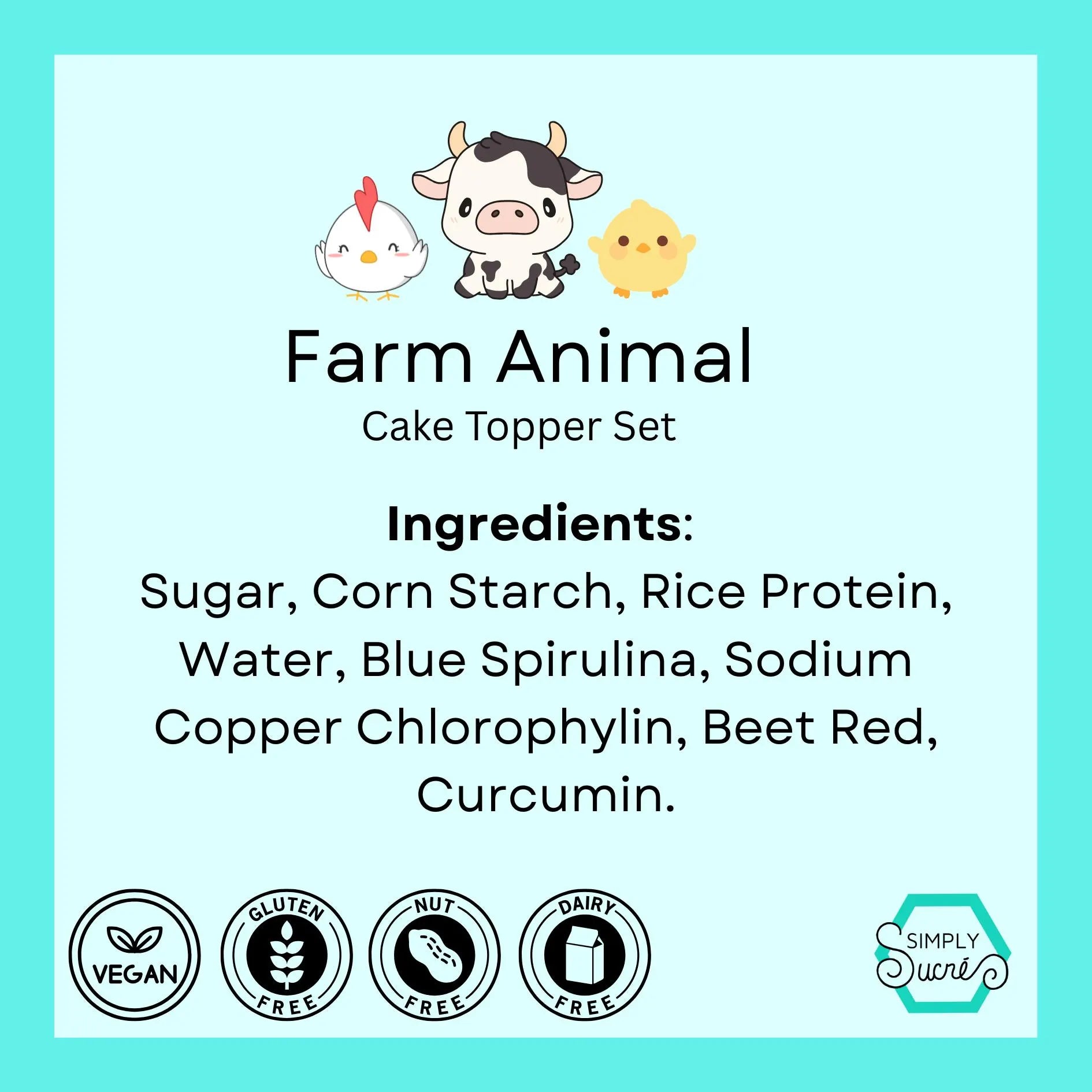 Farm Animal Icing Cake Toppers